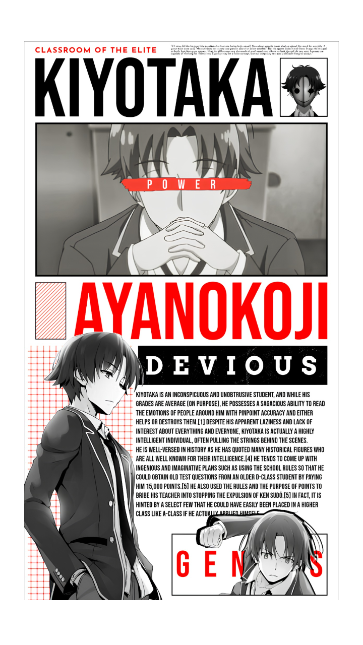 cool Kiyotaka Ayanokoji wallpapers