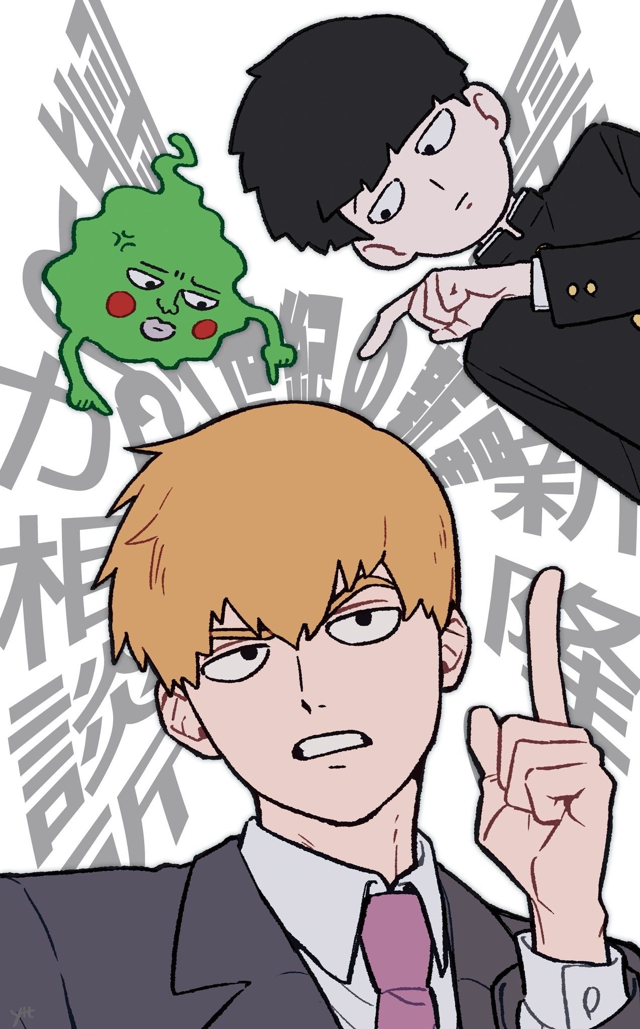 Reigen Arataka animated funny wallpapers.